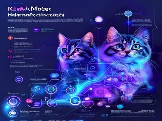 快猫官网AI智能推荐算法示意图，用户行为分析与内容匹配引擎可视化展示，蓝紫色数据流背景